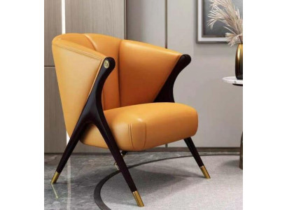 Design Luxury Orange Armchair Chair Sofa 1 Seater TV Chaise Imitation leather