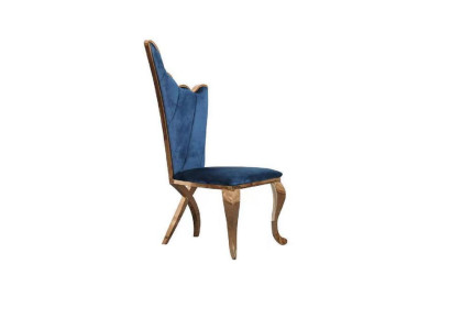 Stylish Armchair Chair Blue Seat Upholstery Design Metal Textile Modern Style