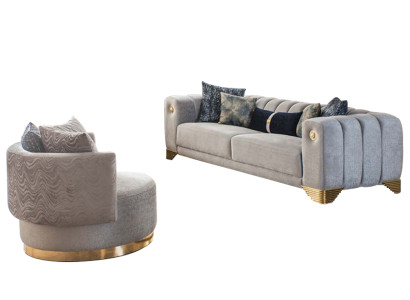 Complete Living room High quality stylish 3-Seater Couch Modern Gray Armchair