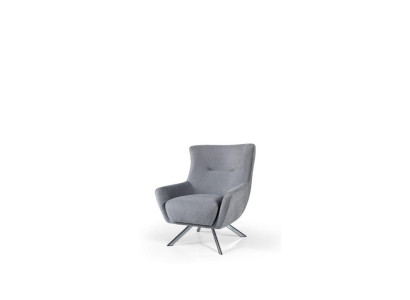 Fabric Armchair Living Room Single Seater Armchair Wing Chair Gray Upholstery Seat
