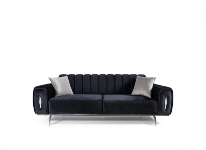 Design three-seater black sofa 3 seater fabric sofa upholstered sofa couch