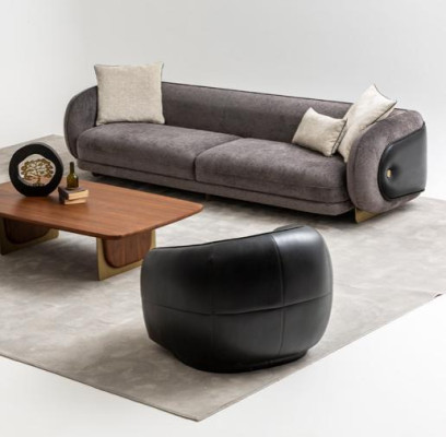 Modern Gray Sofa set set 3 Seater Sofas 2x Armchair Living room set