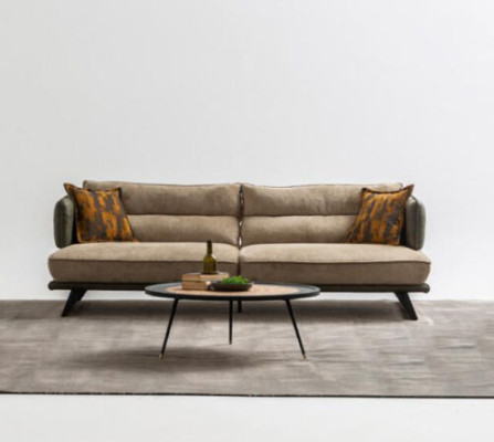 Sofa 3 Seater Upholstered Sofa Multicolored Textill Seat Design Fabric Modern Sofas
