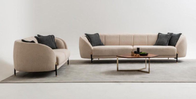 Modern Sofa 3 Seater Beige High Quality Upholstery Sofas Design Textile new