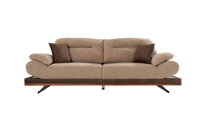 Beige Living room 2x 3-Seater Sofas Luxurious Upholstery Couches Seating Furniture
