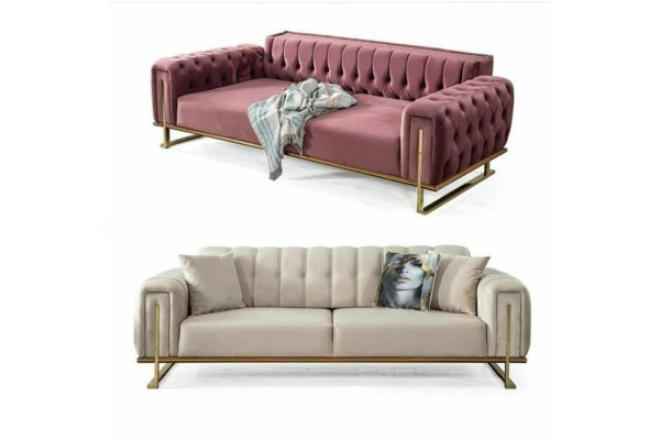 Designer Chesterfield Sofa Luxurious 2x Upholstery Couches Living room Furniture