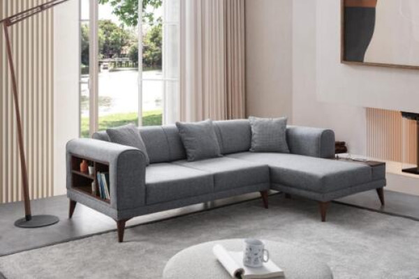 Gray Living room L-shape Sofa Upholstery Corner sofa Designer Living room Couch