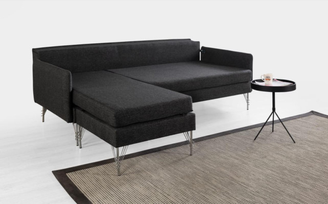 Black Designer Sofa Luxurious Upholstery L-shape Sofa Robust Corner sofa