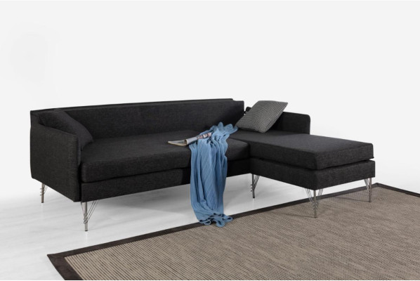 Black Designer Sofa Luxurious Upholstery L-shape Sofa Robust Corner sofa