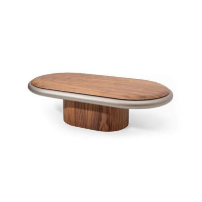 exclusive Luxury Living room Oval Coffee table Brown Color Modern Wood
