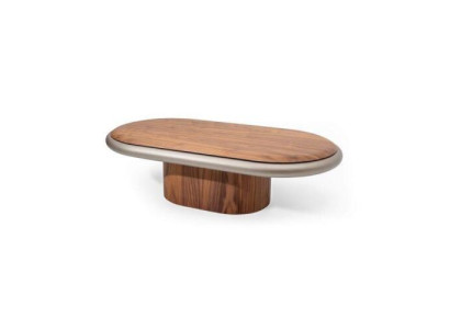 exclusive Luxury Living room Oval Coffee table Brown Color Modern Wood