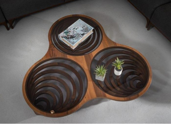 exclusive luxury living room coffee table brown color with glass top modern