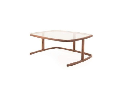 Luxurious round coffee table with wooden top in light modern colour