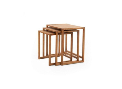 Brown wooden table set of 3 square living room coffee tables 3-piece set
