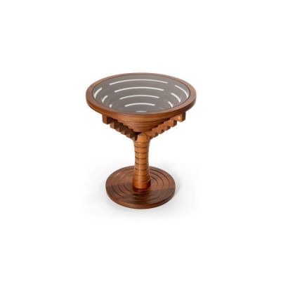exclusive r Wood Side table Living room Round coffee table glass top