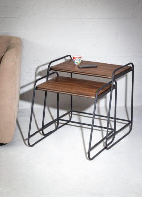 Designer 2x storage tables Designer Coffee table Wooden top Living room Furniture