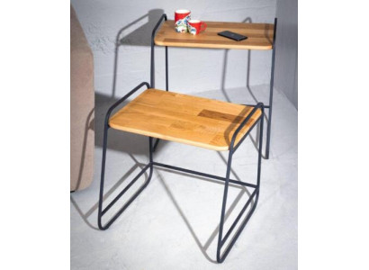 Light brown coffee table set Living room 2x side tables metal tables
