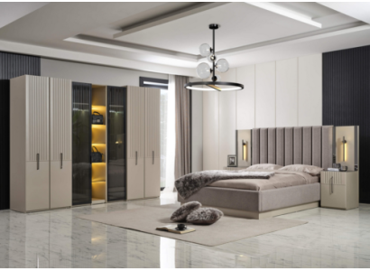 Luxurious bedroom furniture wooden cabinet bedroom beds 4-piece set