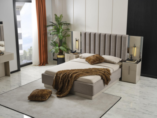 Modern Bedroom Set Designer Double bed 2x exclusive Bedside tables