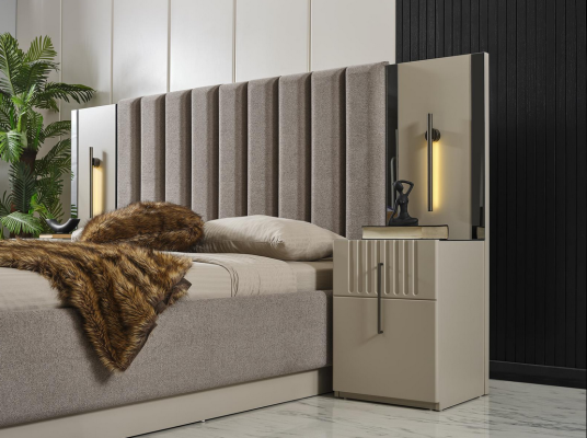 Modern Bedroom Set Designer Double bed 2x exclusive Bedside tables