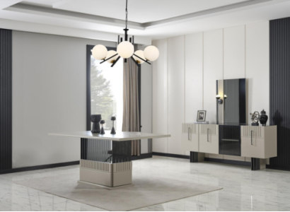 White-Black Dining room table Designer Modern Dining room Robust Furniture