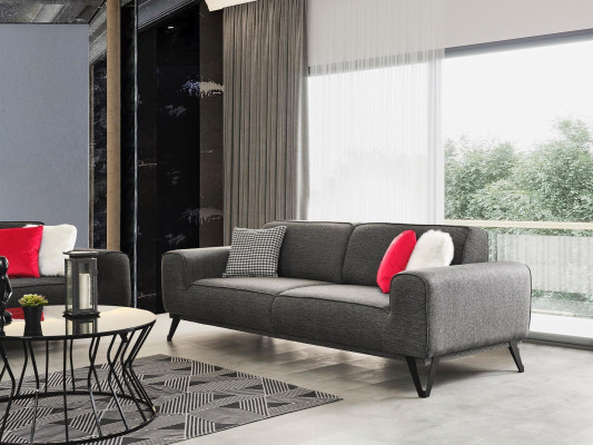 Gray 3-Seater Fabric Sofa Modern Design Living room Textile Fabric Material