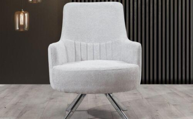 White Color 1-Seater Living room Fabric Armchair Modern Design Textile Material