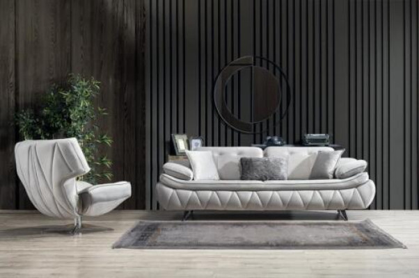 Living room set 2 pieces. 3-Seater Sofa with Armchair Modern Design Fabric Sofas