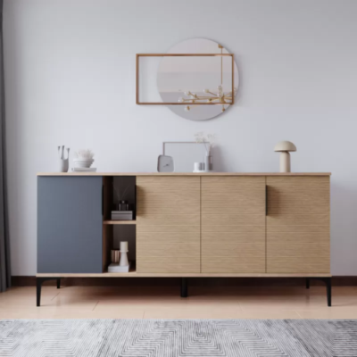 Brown Gray Light Modern Rectangular Sideboard Living room Luxury Design
