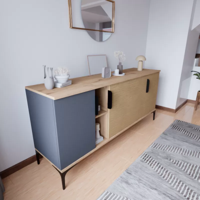 Brown Gray Light Modern Rectangular Sideboard Living room Luxury Design