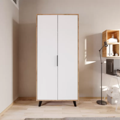 Bedroom Wardrobe Modern Design White Brown Two Tone Luxury