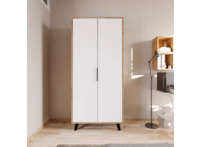 Bedroom Wardrobe Modern Design White Brown Two Tone Luxury