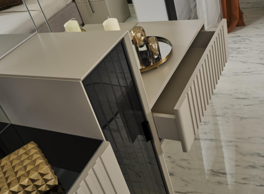 Gray Dressing table Robust cosmetic table with Mirror 2-piece Wood Furniture