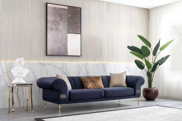 Modern Blue -Beige Sofa set Designer 3+1 -Seater Luxury Living room Armchair