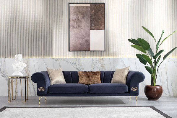 Modern Blue -Beige Sofa set Designer 3+1 -Seater Luxury Living room Armchair