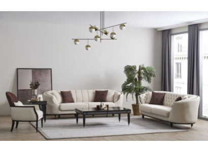 White living room set sofa set 3+3+1 coffee table side table 5 pieces