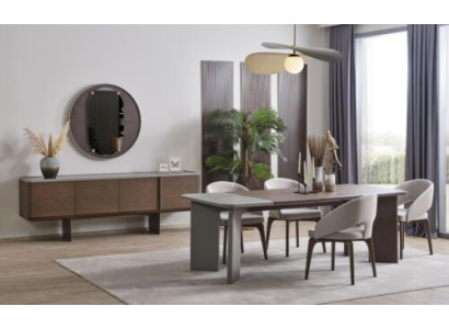Large Dining room Suite Designer Dining table 4x Chairs Sideboard Mirror