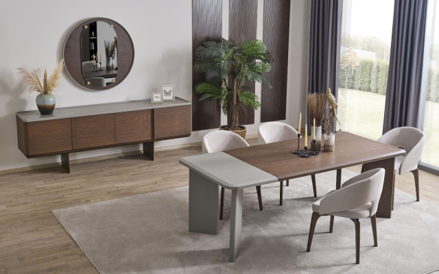Large Dining room Suite Designer Dining table 4x Chairs Sideboard Mirror