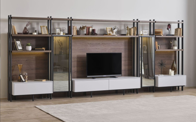 Modern brow Living room Wall unit Luxury Living room furniture Shelf Cabinets