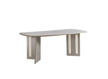 Beige Dining table Modern wooden furniture Semi-oval table Designer Dining room table