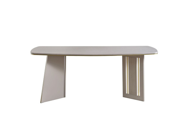 Beige Dining table Modern wooden furniture Semi-oval table Designer Dining room table