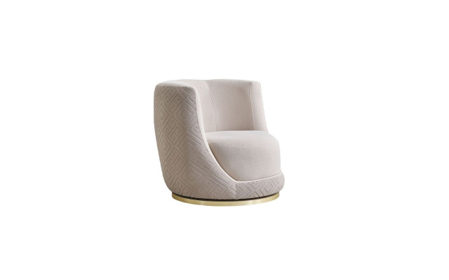 Beige Living room Armchair Designer Upholstered furniture Elegant lounge single-seater