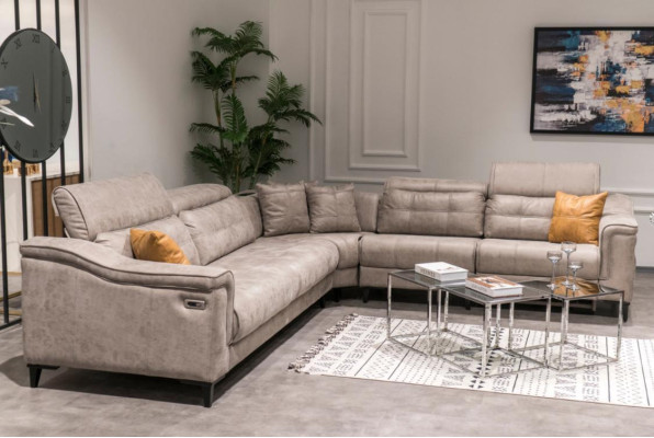 Robust gray corner sofa living room L-shape leather sofa designer couches