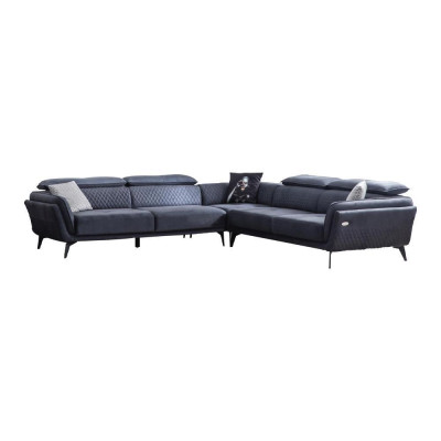 Robust Gray Fabric Sofa Designer L-shape Sofa Living room Upholstery Couch