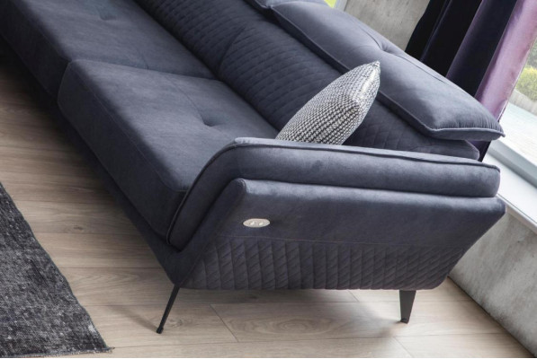 Robust Gray Fabric Sofa Designer L-shape Sofa Living room Upholstery Couch