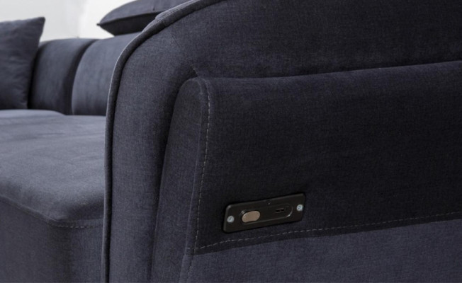 Robust Gray Fabric Sofa Designer L-shape Sofa Living room Upholstery Couch
