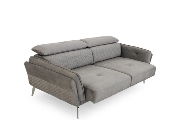 Gray Fabric Sofa Luxurious Upholstered Couch Modern Three Seater Textile Furniture