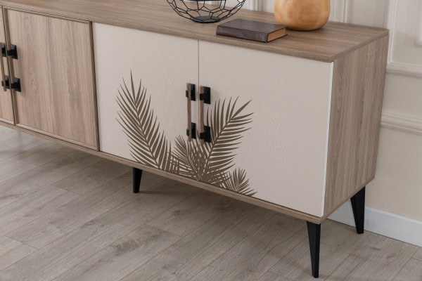 Brown Dining room Suite Luxury Dining table 4x Chairs Sideboard Mirror