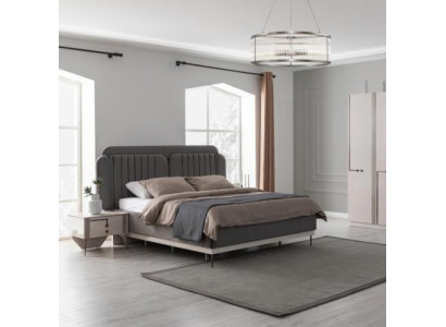 Gray Double bed Modern Bedroom Furniture Luxury Beds Wooden Frame