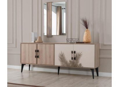 Modern Dining room Set Luxury Sideboard Rectangular Mirror Luxury 2-piece